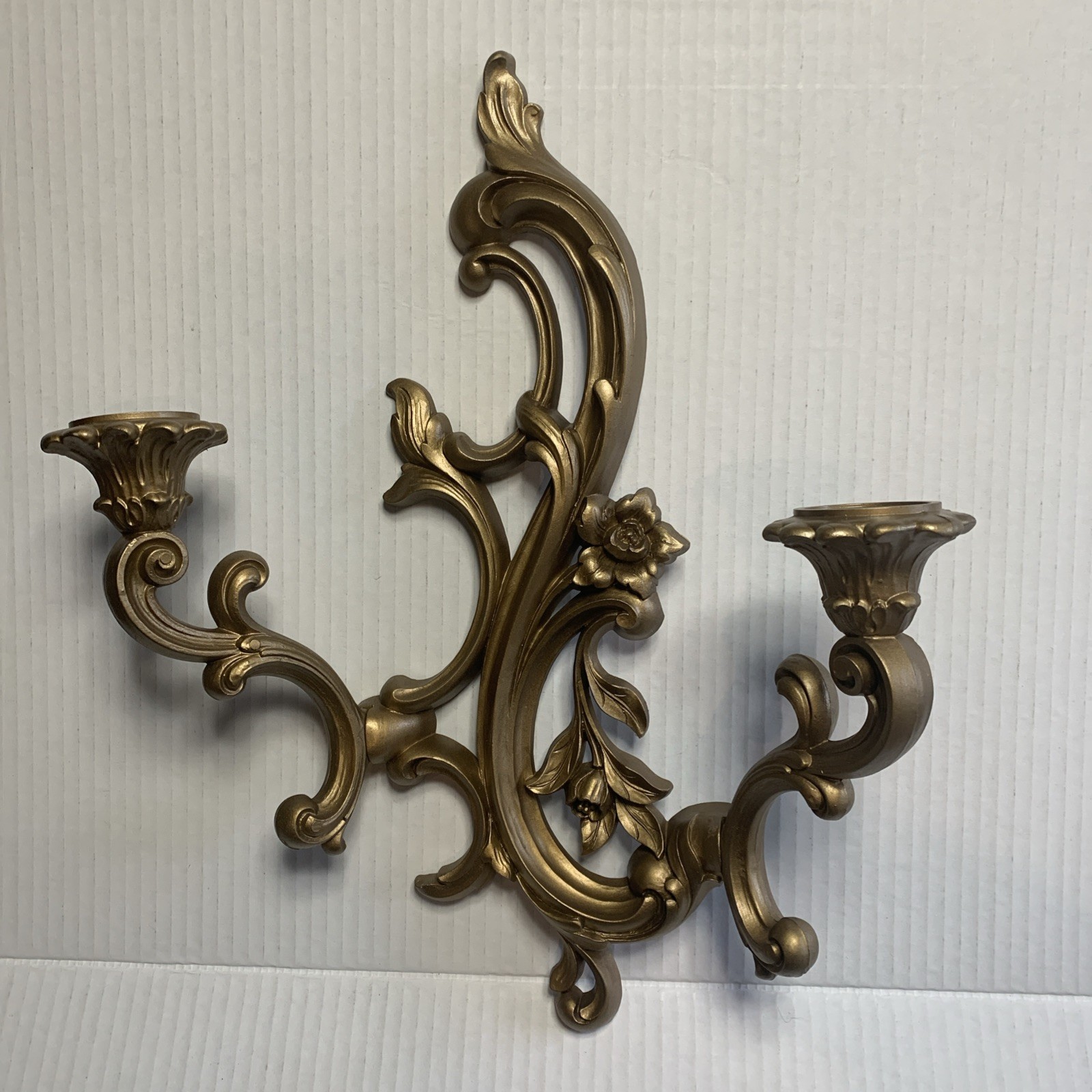 Home Interiors Homco 2 Arm Gold Sconce