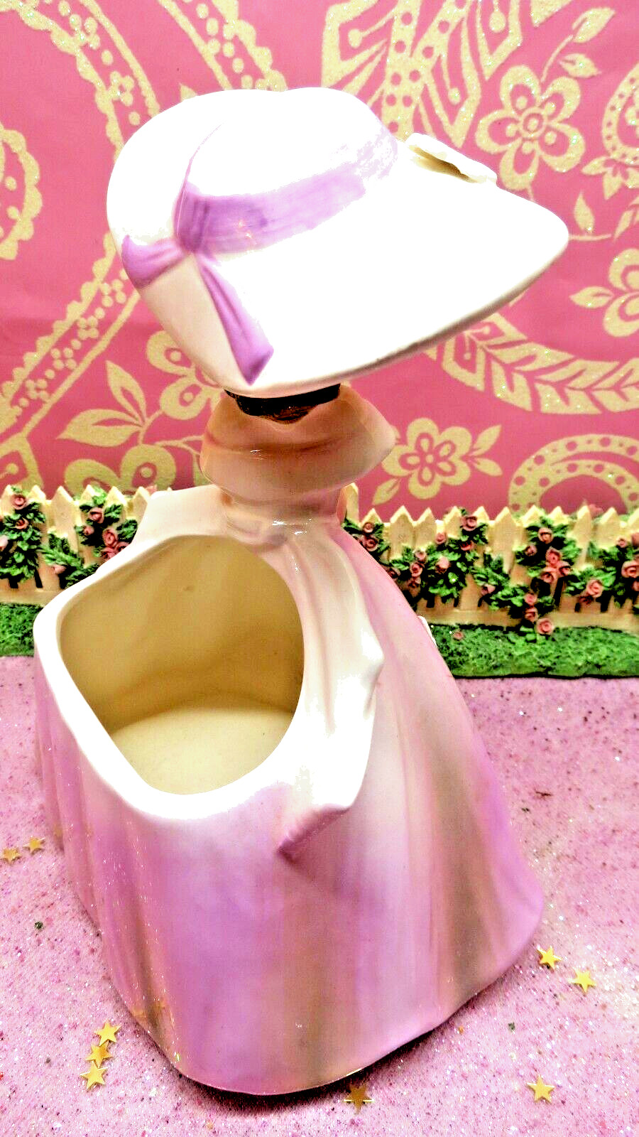 Vtg Pink Southern Belle Shopper Party Girl BIG BOW HAT DAISY HAT Samson 5296 A