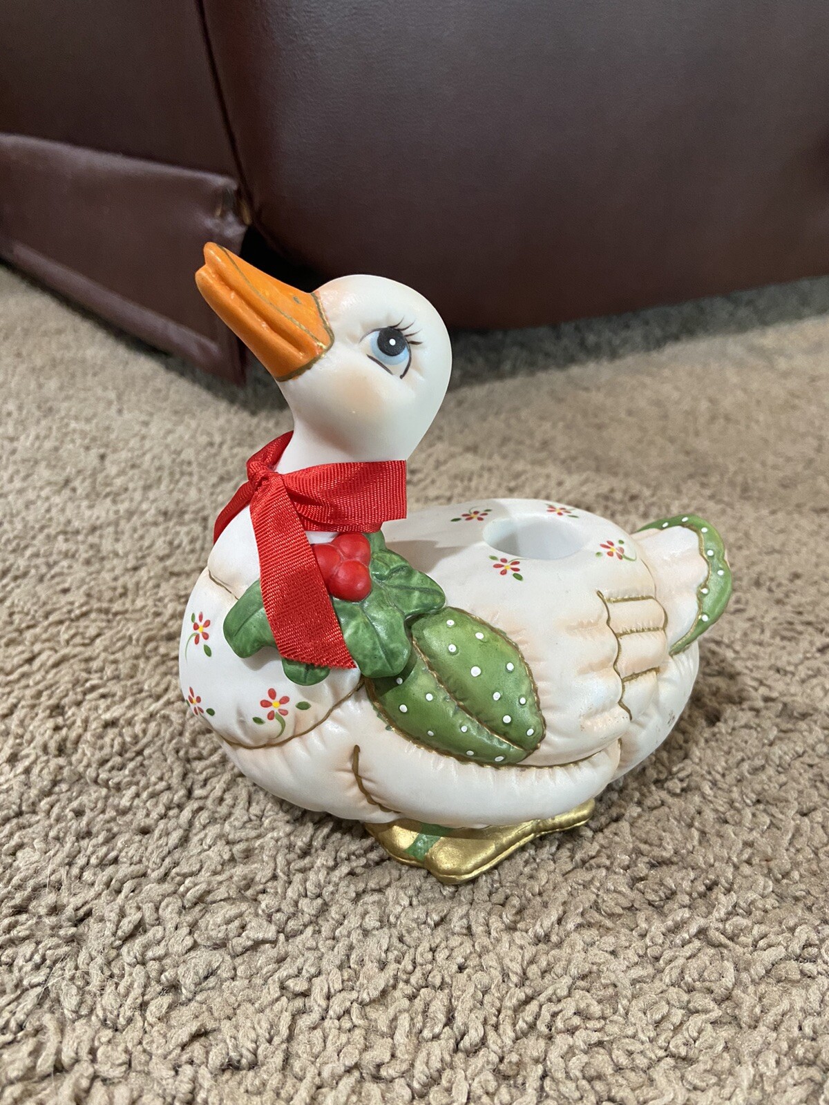 Vintage Lefton Sri Lanka Geo Z. Lefton 1987 Christmas Patchwork Duck Goose 06430