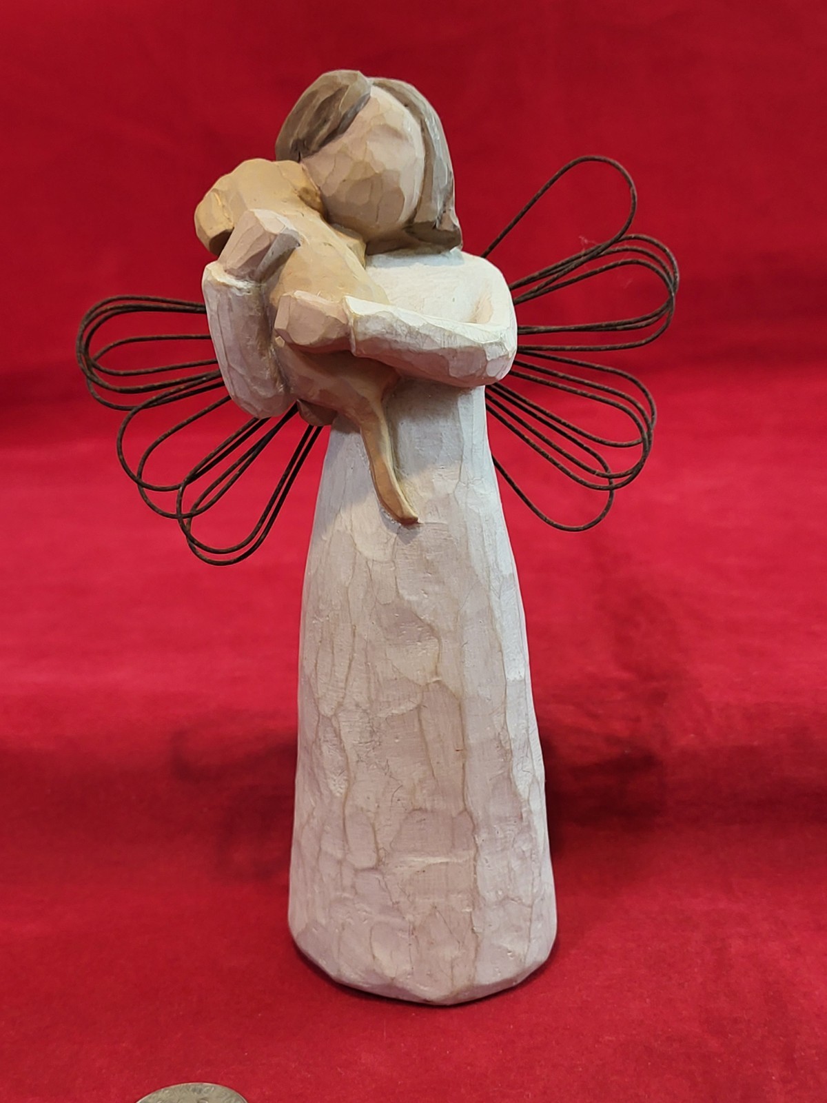 Willow Tree Demdaco Angel of Friendship w/ Puppy 1999 Lordi 5″ Tall X 3.5″ Wide