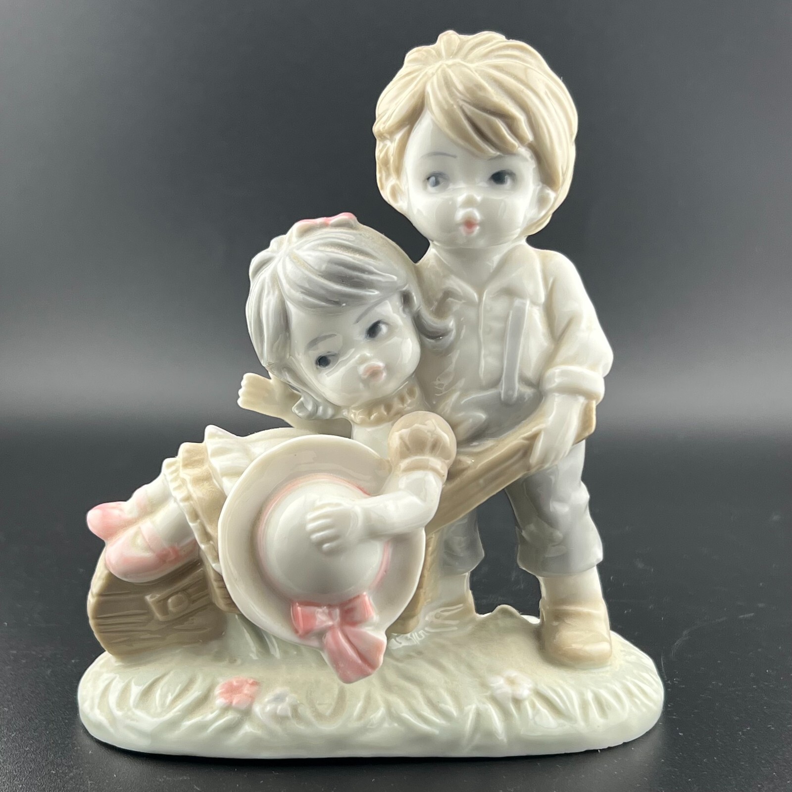 Vintage Lego Japan Fine Quality Porcelain Boy & Girl Pastels Figurine