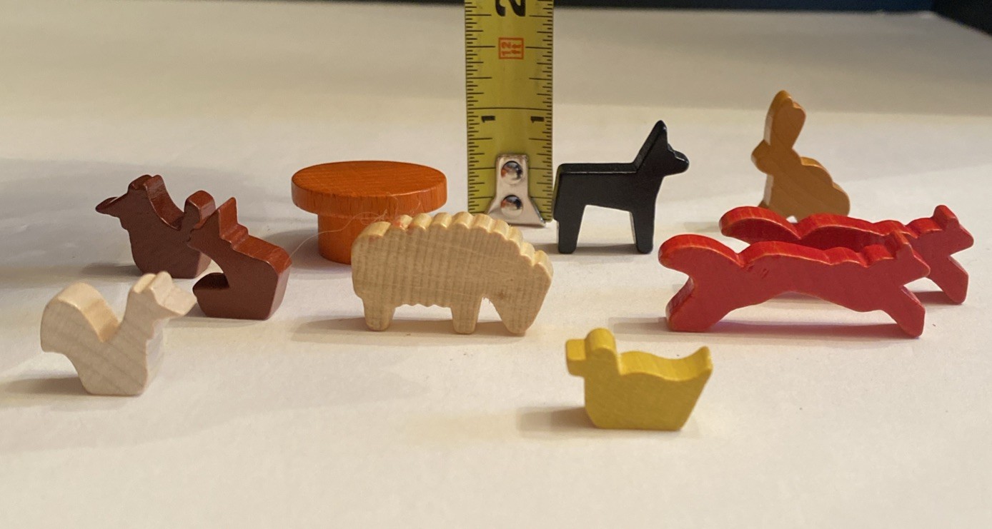 Vtg 48 CARVED WOOD ERZGEBIRGE EASTERN GERMANY Zoo Farm Animals People Buildings