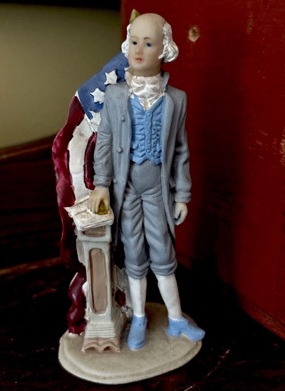 Vintage Miniature Founding Father George Washington Hand-Painted Resin Figure
