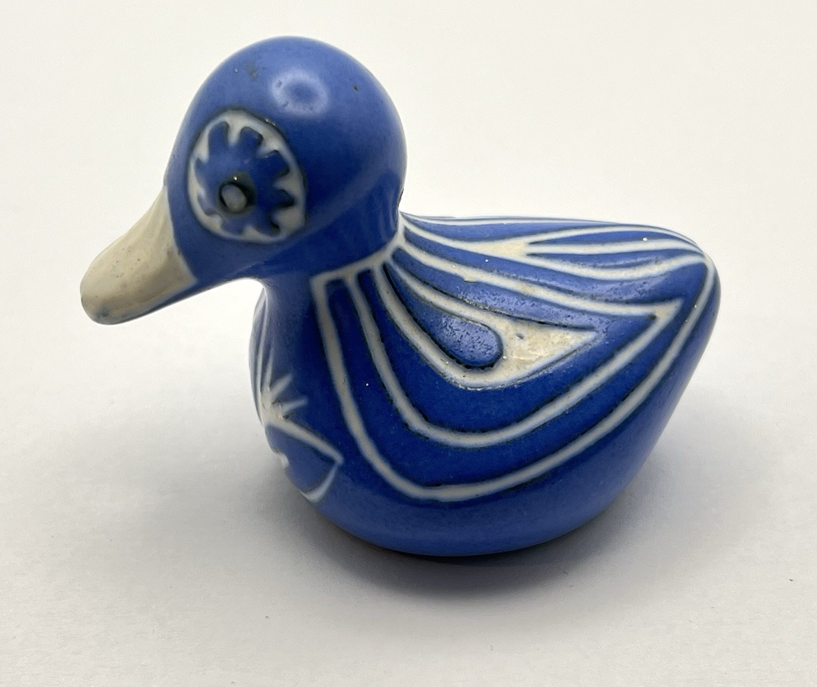 Pablo Zabal Folk Art Blue and White Duck Made in Chile