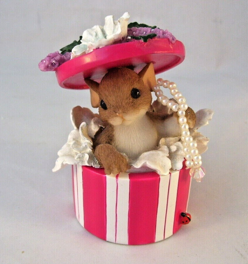 Charming Tails Fitz & Floyd Mouse in Flowered Stamp Dispenser with Original Box