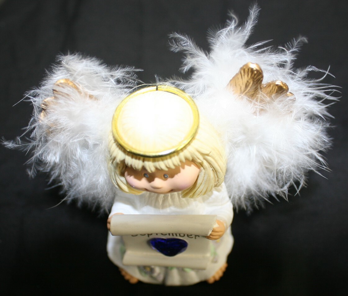 Angelic Wishes ANGEL of the Month Figi Figurine SEPTEMBER Blue Sapphire HEART !