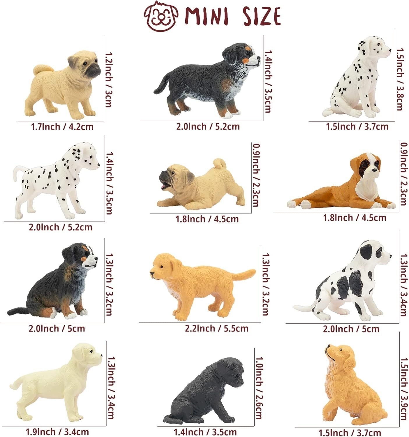 Mini Dog Figurines Collection: 12 Detailed PVC Puppies – Ideal Cake Toppers