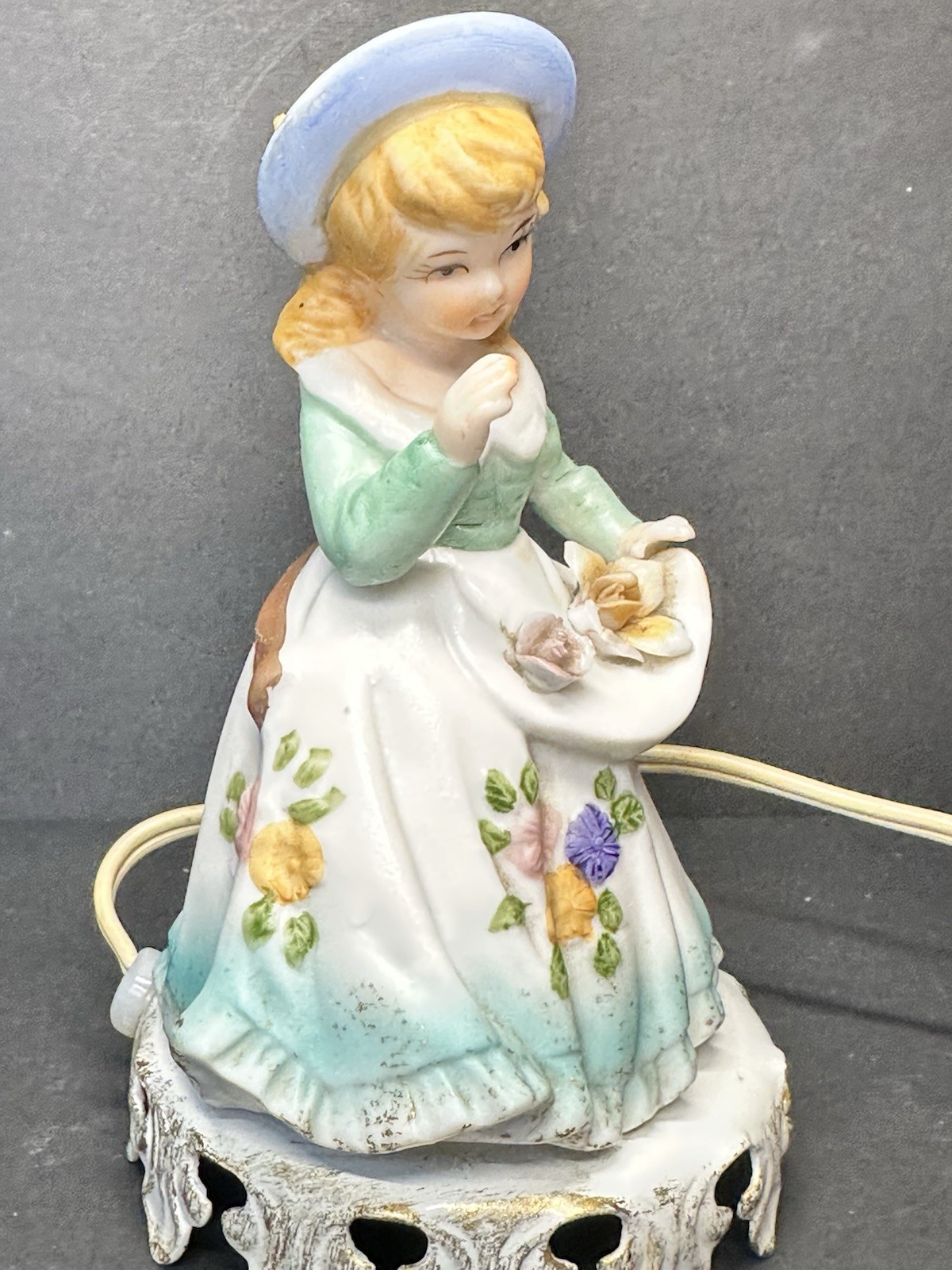 Vintage Southern Belle Porcelain Girl Ceramic Lamp Night Light 6″