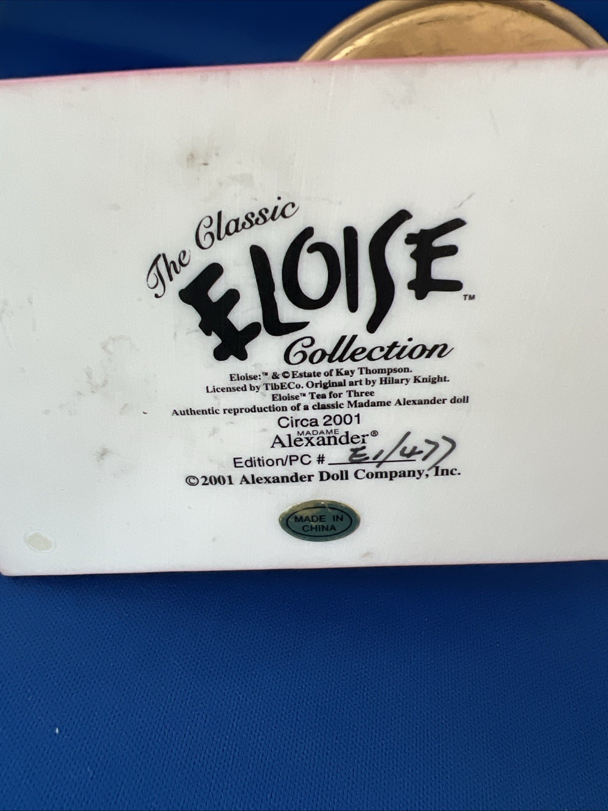 VTG 2001 Madame Alexander Classic Eloise Tea For Three Art By Hillary Knight 5”