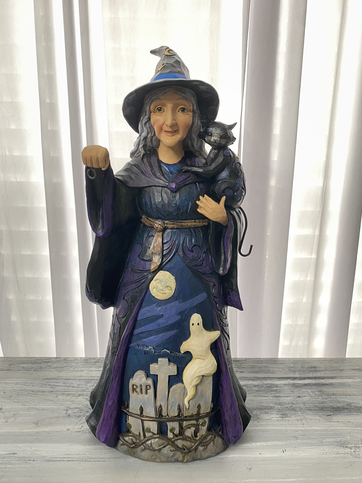 Jim Shore Lighted Halloween Witch with Cat 20in Enesco Discontinued 2018 6003366