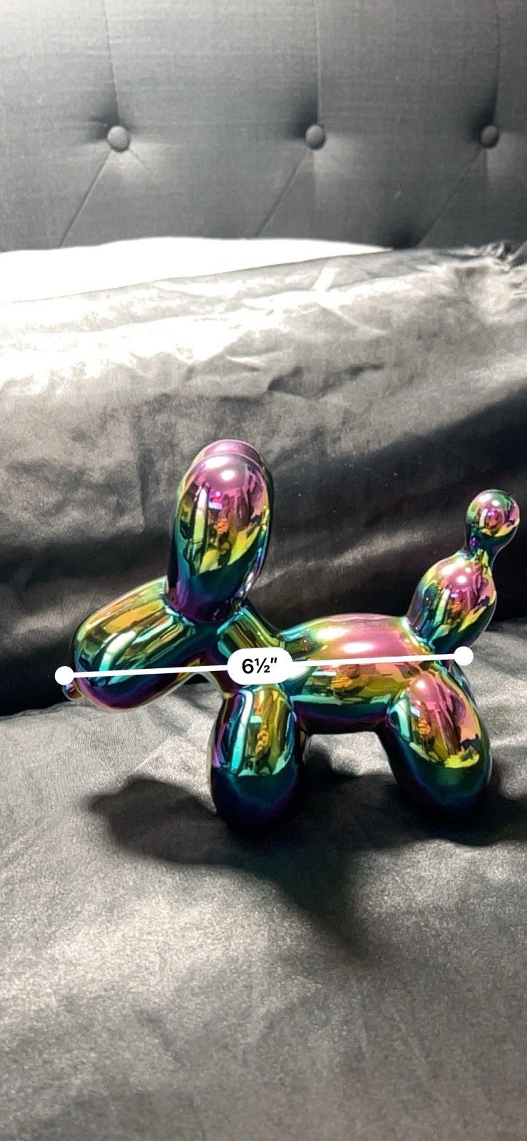 Iridescent Balloon Dog Sculpture – Modern Rainbow Chrome Decor Statue
