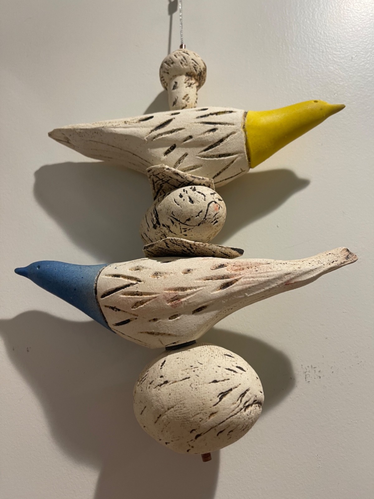 Stephen Fabrico Studio Pottery Bird And Egg Nests Porch Hanging Decor Yard Art