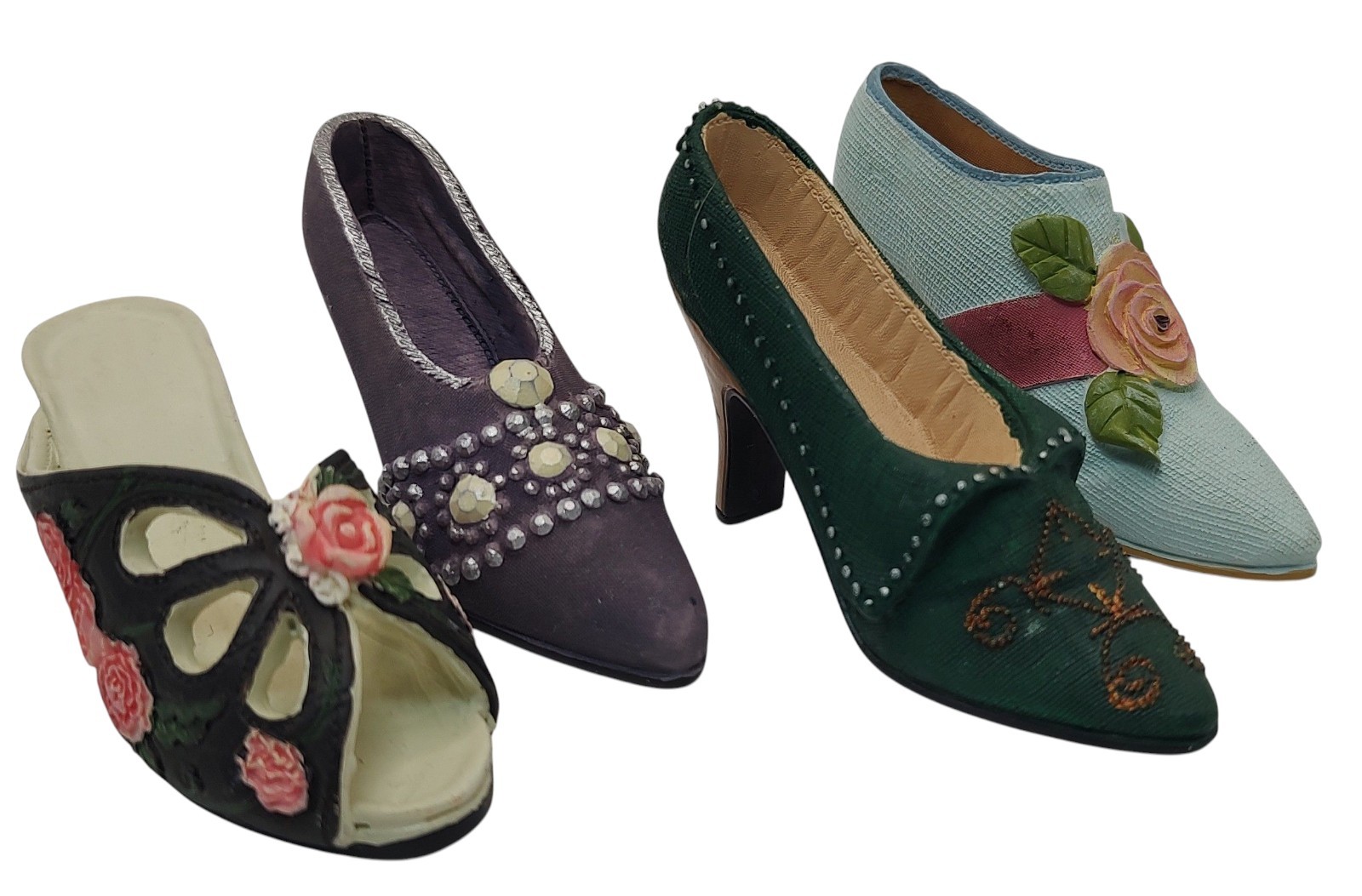 Decorative High Heel Resin Figurines Vintage 1990s Multi Colors Set of Four