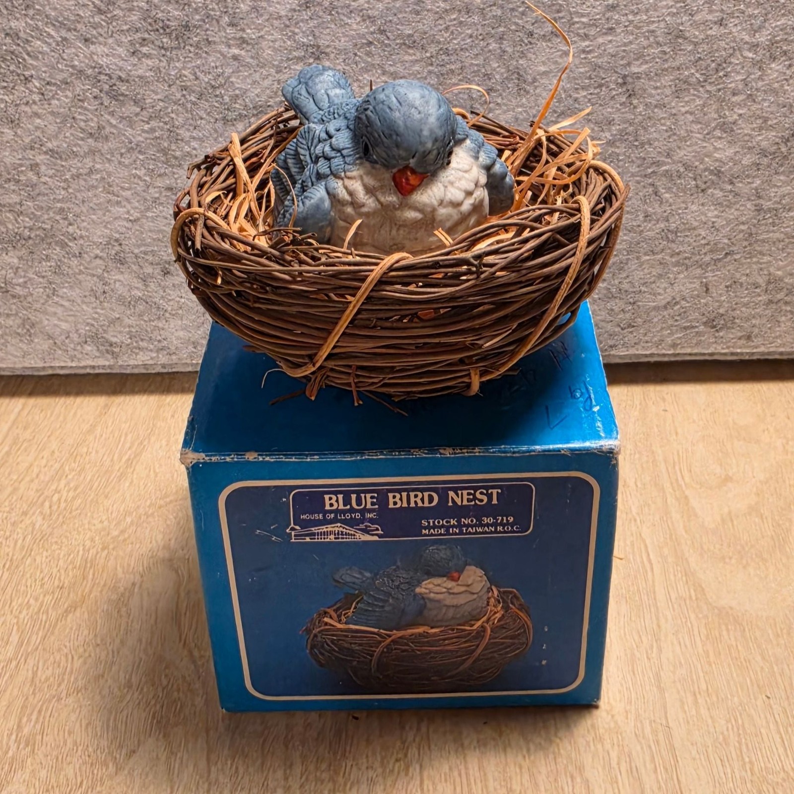House of Lloyd Blue Bird Nest Figurine Stock No. 30-719 with Original Box