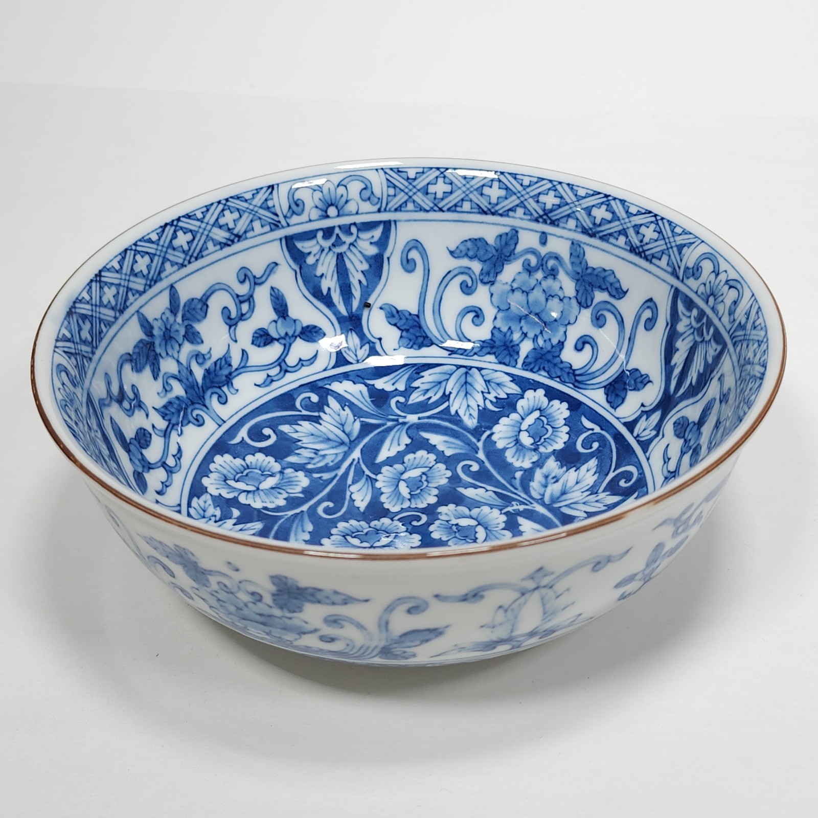 Andrea by Sadek Bowl Blue and White Footed Floral Signed Japan Vintage Porcelain