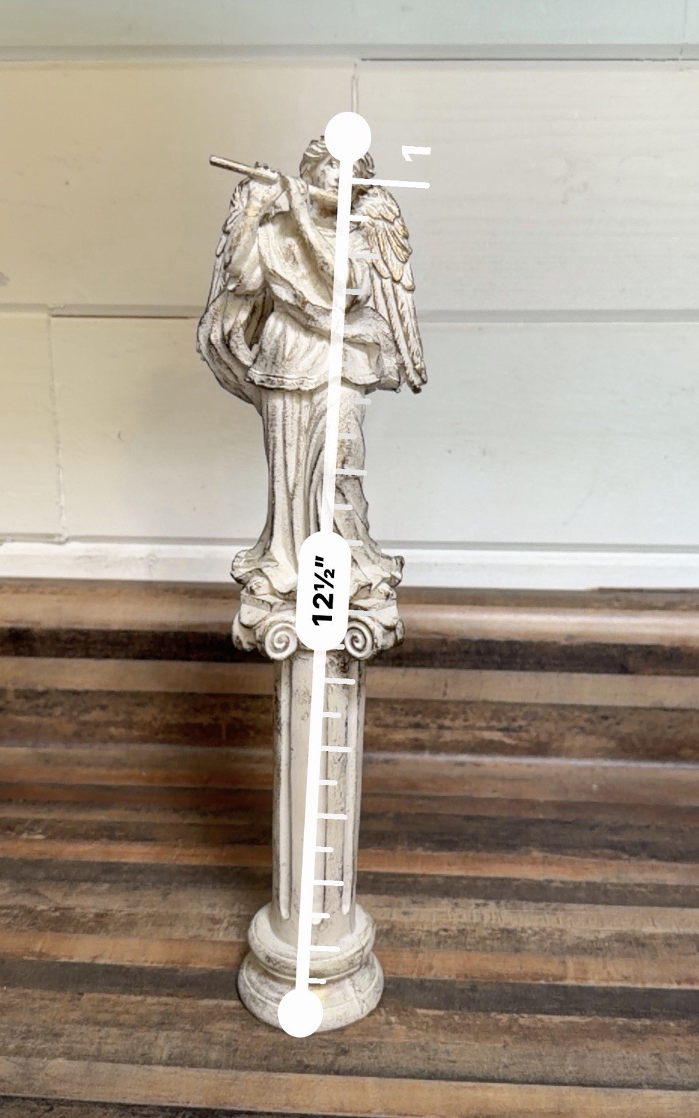 Unicorn Merchandise Corp Resin Angel Figurine, Distressed White, 12.5in 3D