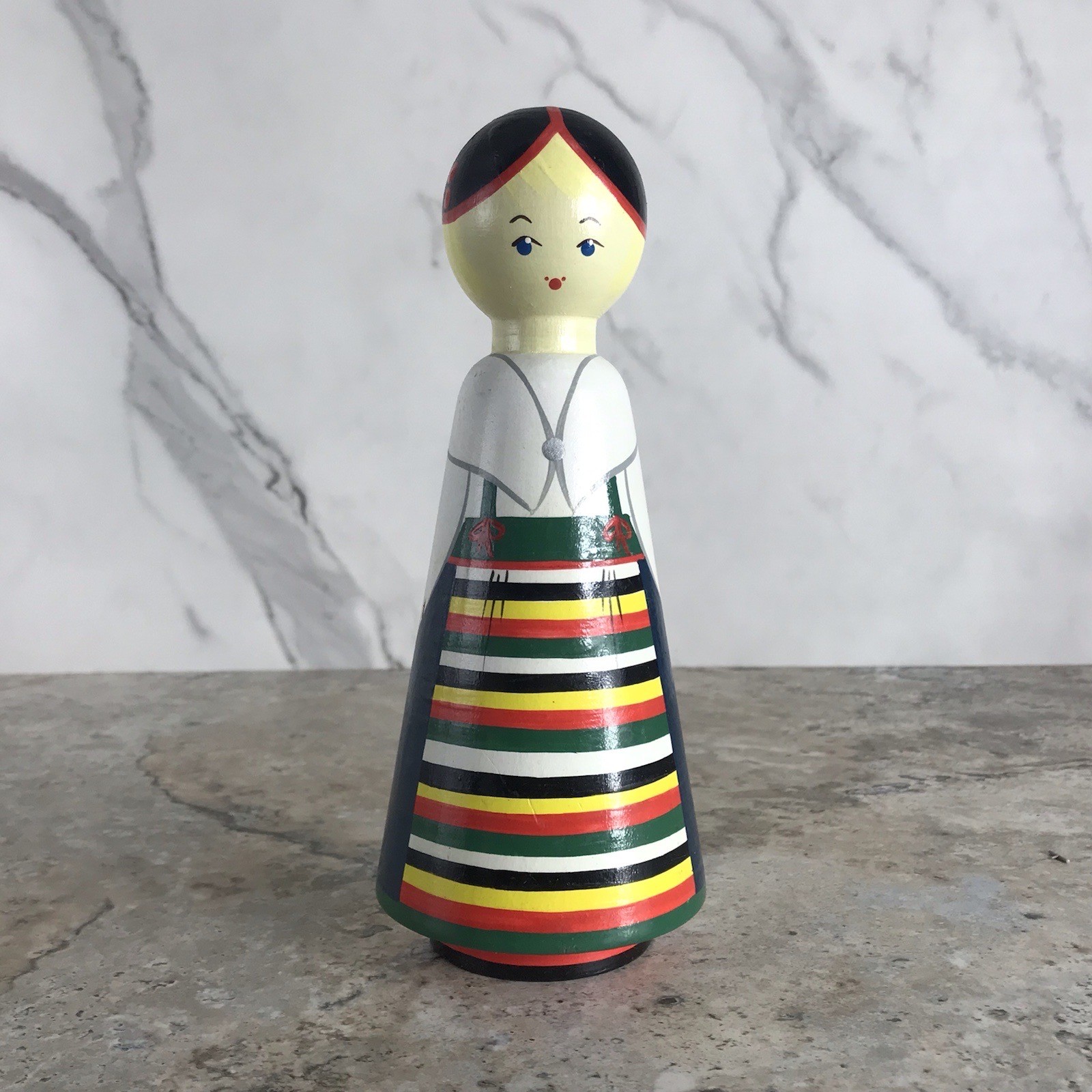 AJA TRA WOODEN PAINTED DOLL WALL HANGING UPPSALA SWEDEN
