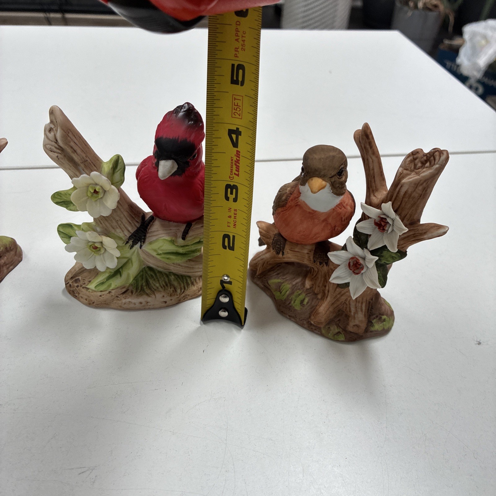 Bird Figurine Set of 4 | Songbirds on Flowers | Spring Gift Decor 4” Porcelain