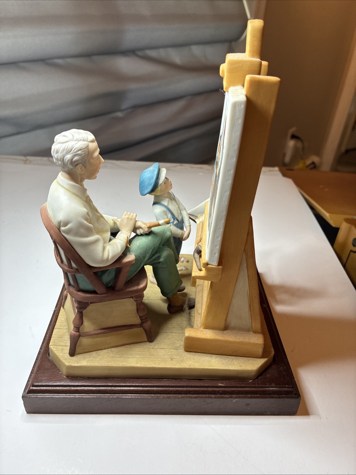 Norman Rockwell Figurine-Triple Self Portrait Original Issue From 1985 Wood Base