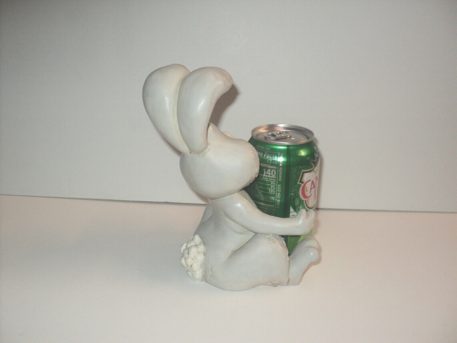 Ceramic Rabbit Beverage Holder Bunny Gray 7″ High x 5″ Wide Soda Pop Can Holder