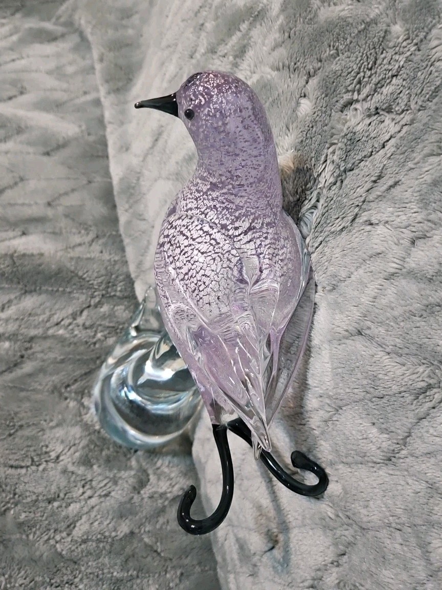 Vintage Hand-blown Formia Vetri di Murano Glass Bird Lavender Silver Coloration