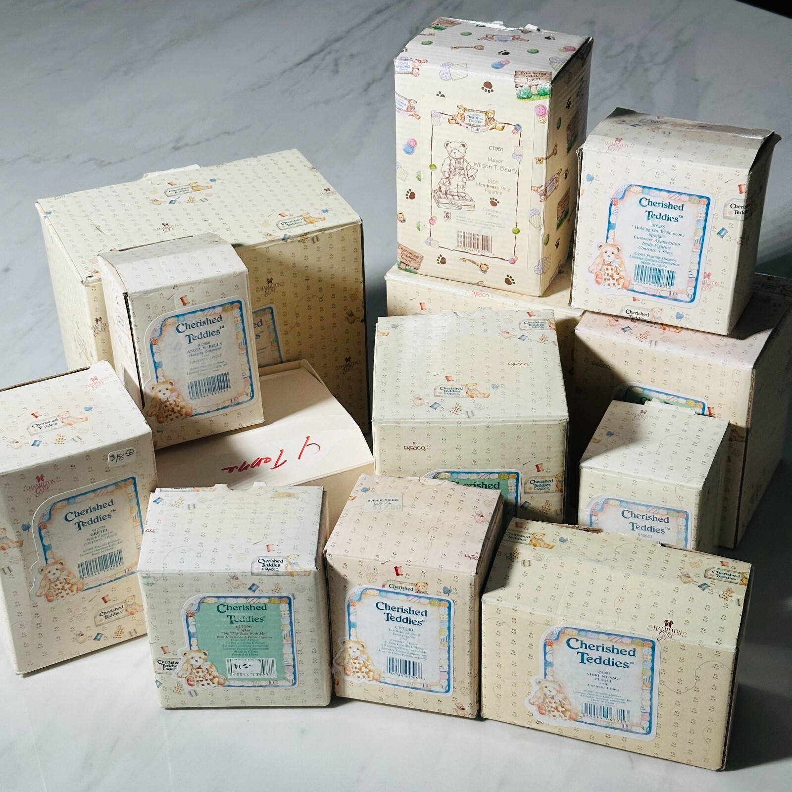 Cherished Teddies – Store Display – Lot of 13 Figurines with Boxes