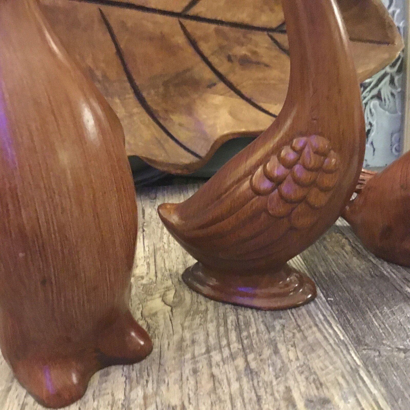 Trio MCM MID-CENTURY MODERN WOOD 1960’S POODLE Duck Swan FIGURINES Bohemian