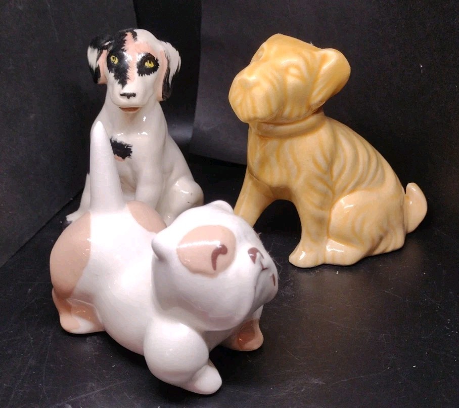 MCM Dog Lot 3 In Great Condition . Cleminsons Bull Dog Ring Holder.
