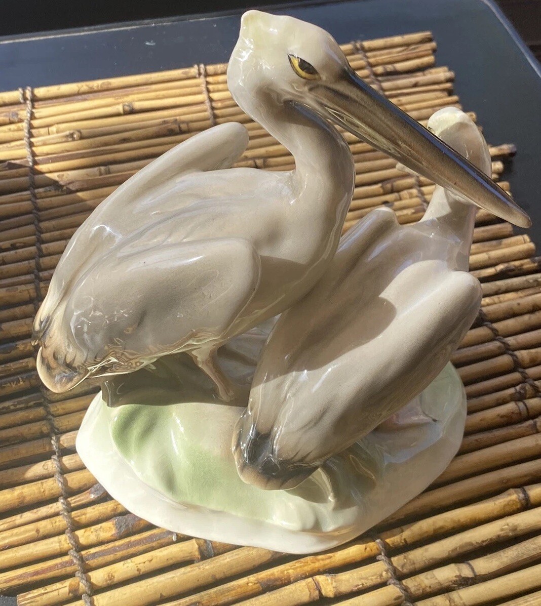 Keramos Wien Austria Signed Royal Belvedere Porcelain Pelicans Vintage Figurine