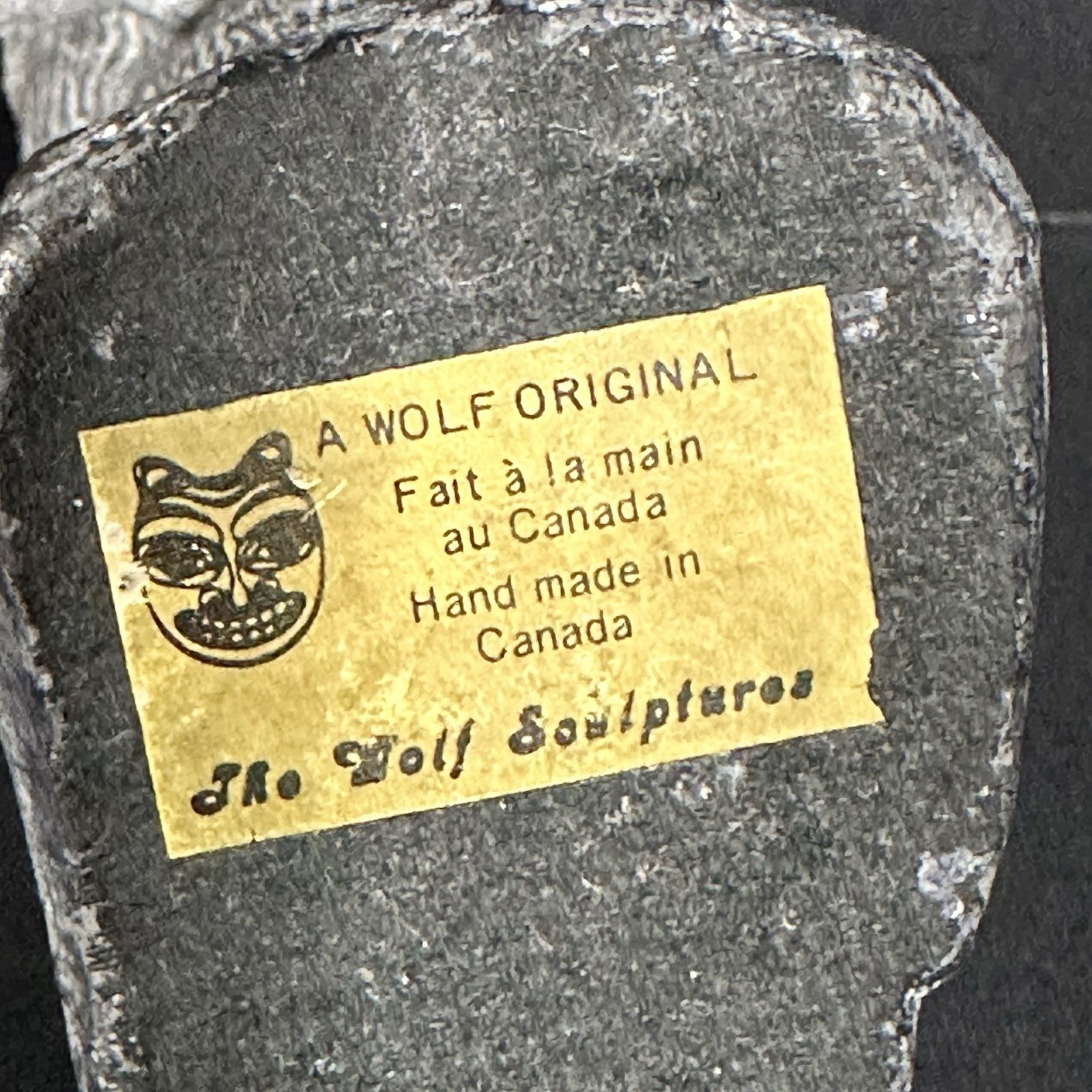 Vintage Small Wolf Sculptures Original Hand Carved Beaver Desk Top Statue – Used
