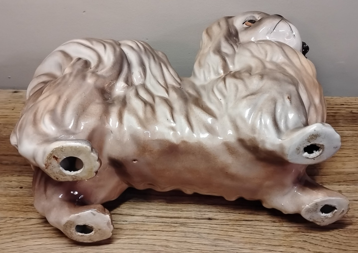 Vintage Pekingese Lifesize Pup 12.75″L x 10.5″T Ceramic Mold Crestomold inc 1976