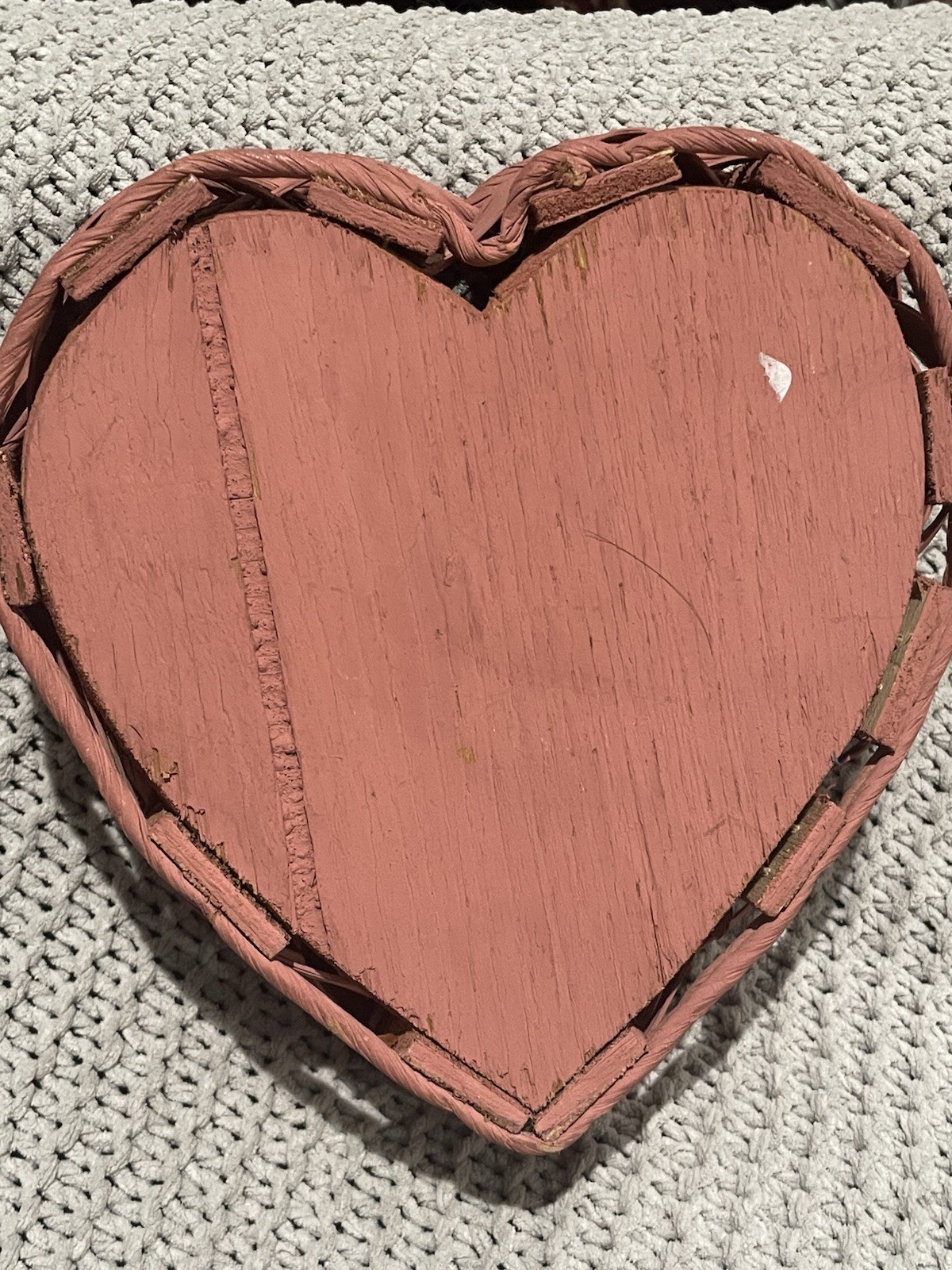 Pink Wooden Heart Shelf Sitter W/ Rag Doll Cottage Core Decor Vintage Country