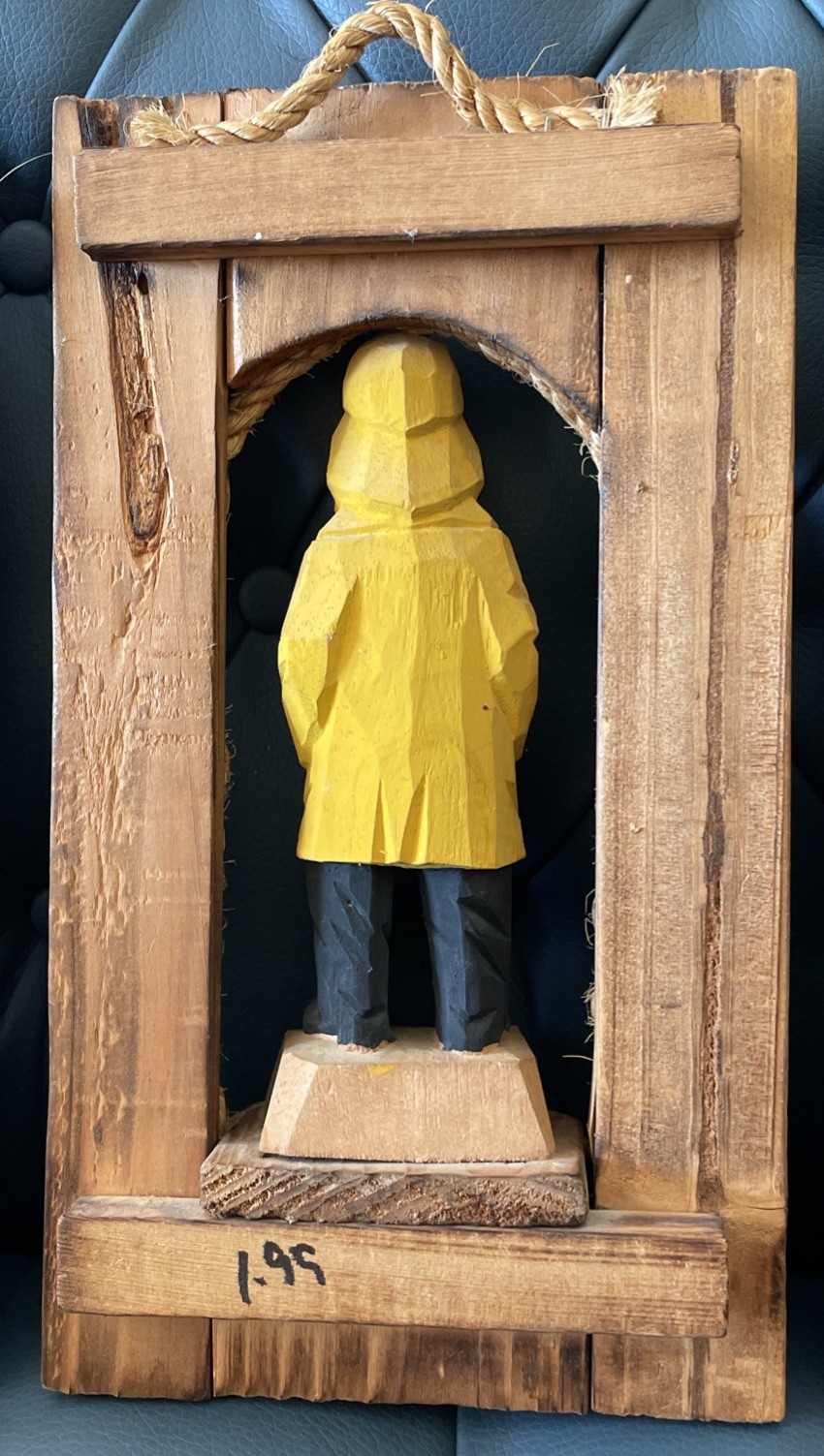 Vintage Handcarved Wooden Seamen in Nautical-Themed Frames for Wall Decor