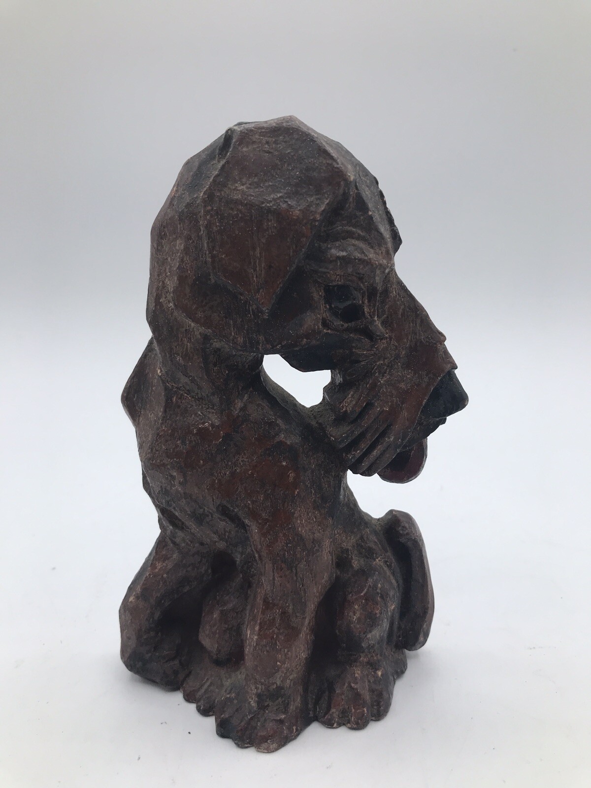 Dog Figurine Vtg Carved to Look Wood Resin Scottish Terrier dog STAND OR HANG
