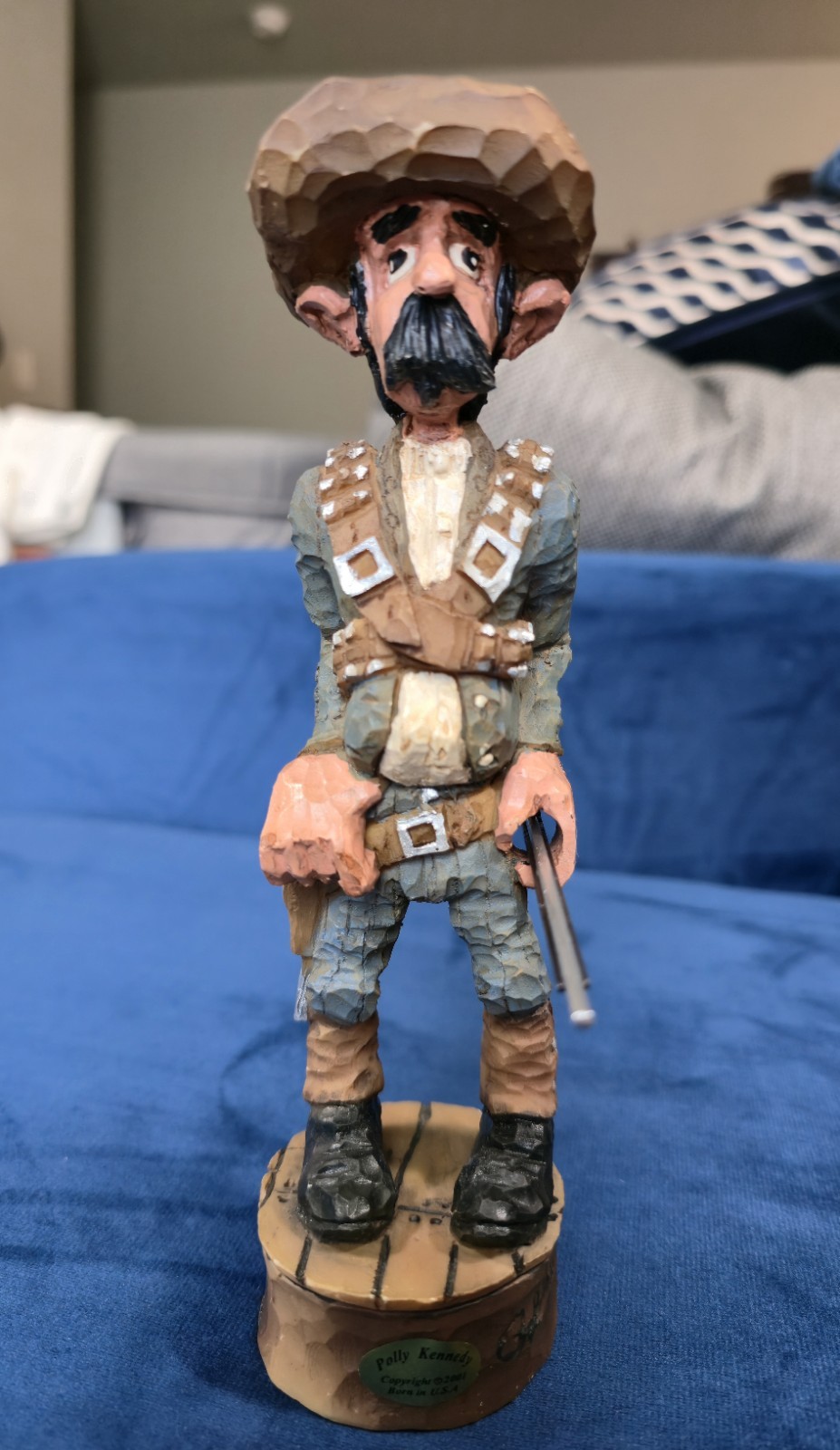 Vintage Polly Kennedy Wood Carving Cowboy Hand-carved Western Art American West