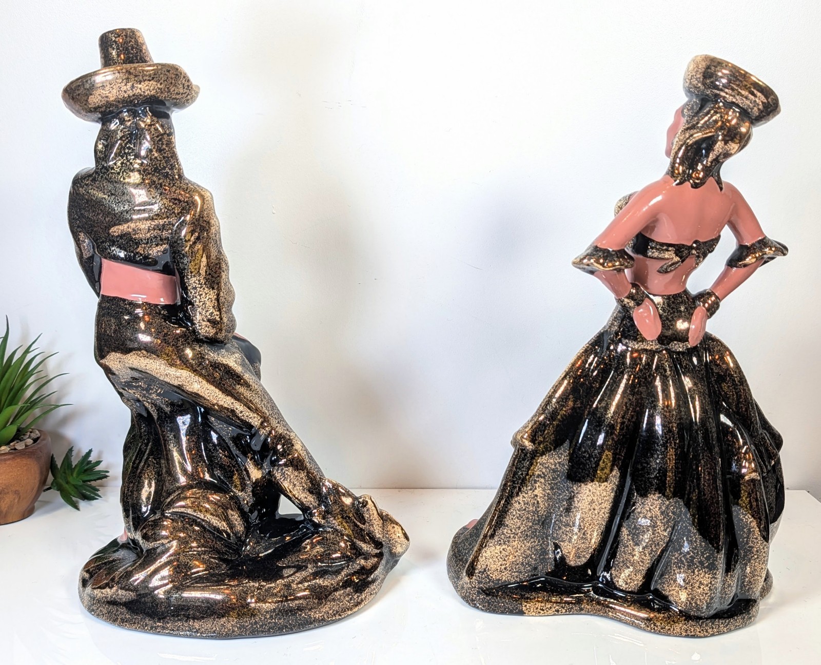 15″ California Art Pottery Bongo Player Dancer Figurine Mid Century Yona Gilner