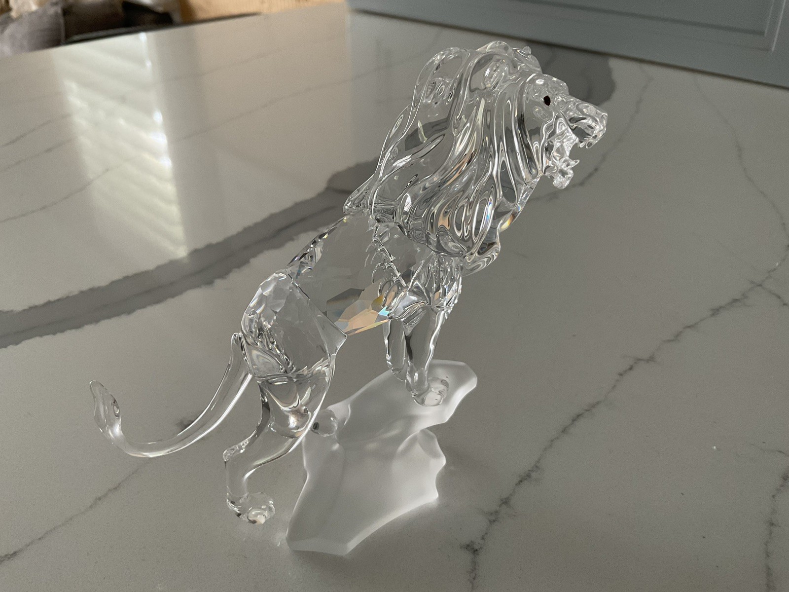 SWAROVSKI CRYSTAL FIGURINE LION STANDING OF ROCK NO BOX