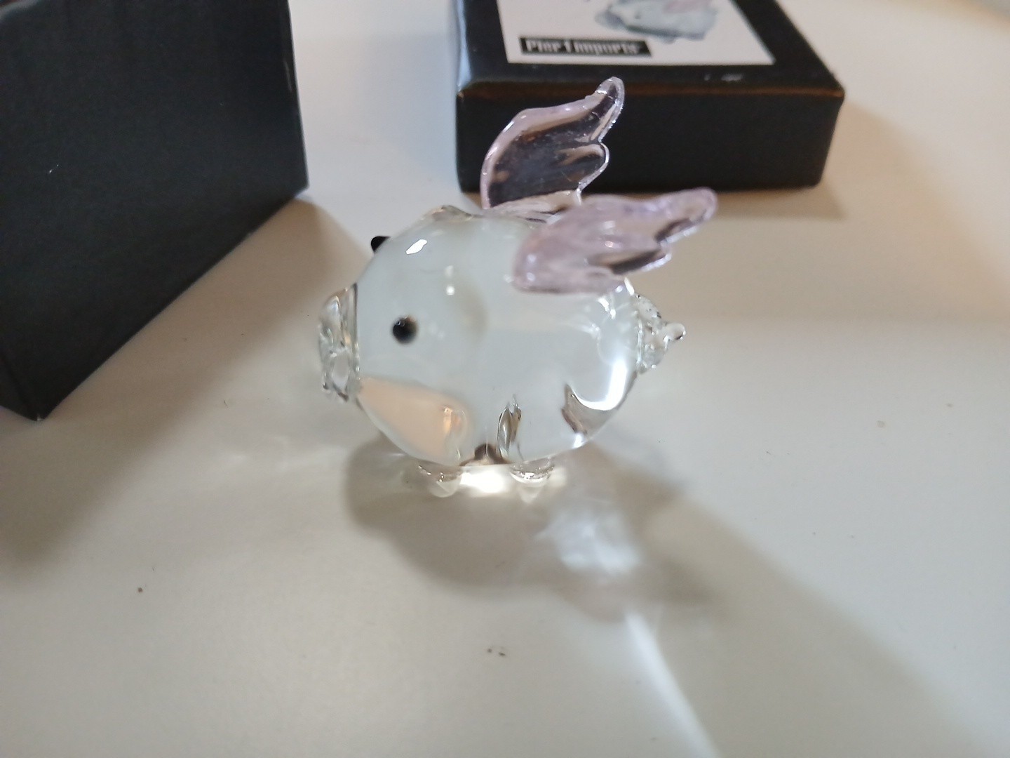Pier 1 Imports Penelope Pig Mini Small Glass Flying Pig Figure w/Wings New NIB