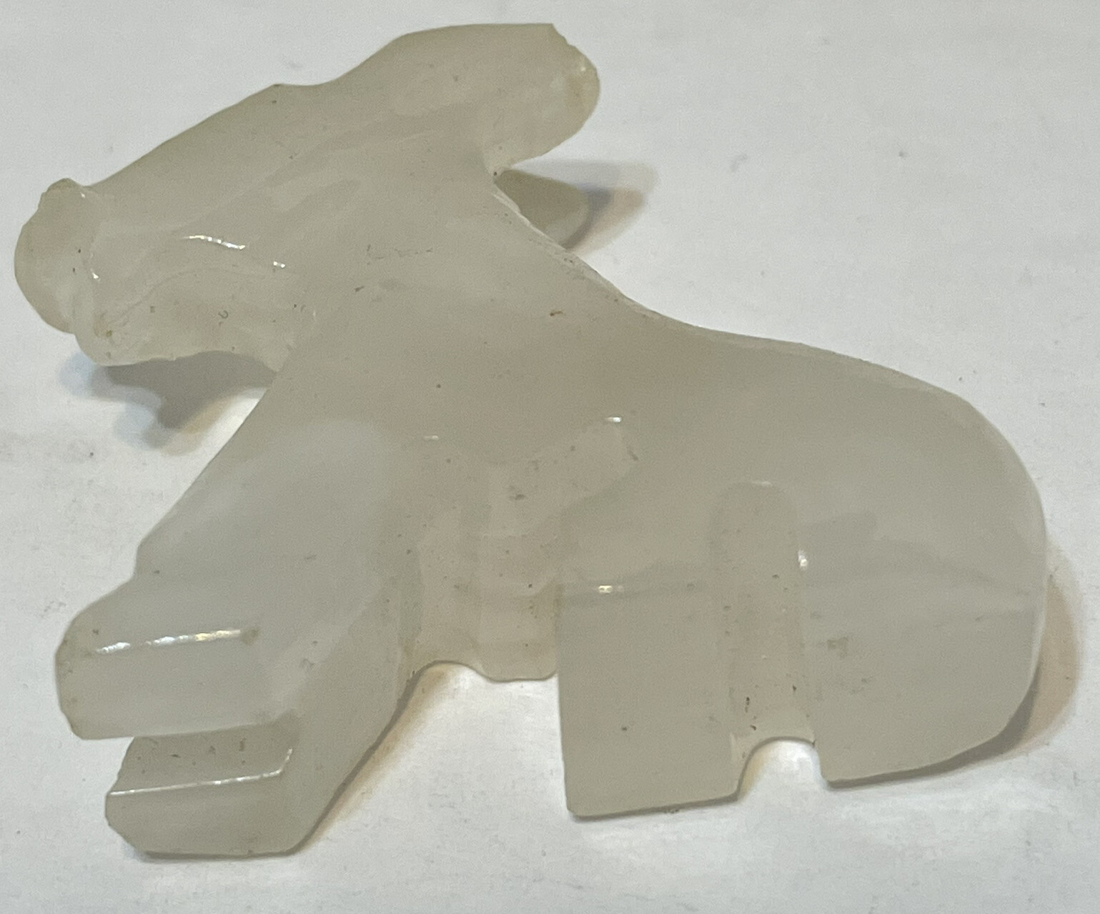Vintage Hand Carved White Quartz Stone Miniature Donkey Burro Figurine 1.75 in