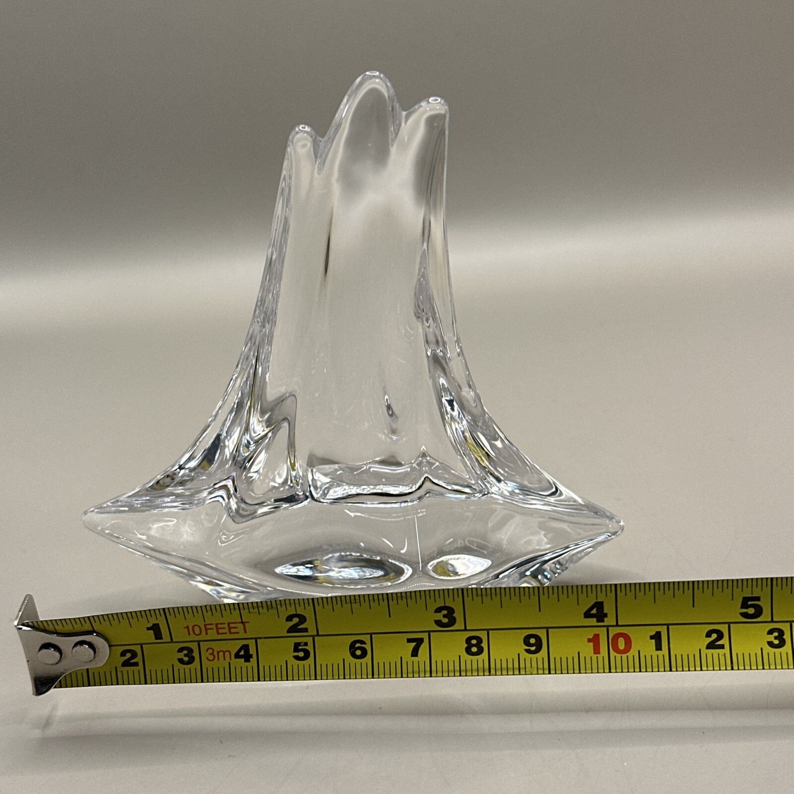 Daum French Sailboat Paperweight Art Glass/Crystal Three Mast Sculpture 4″