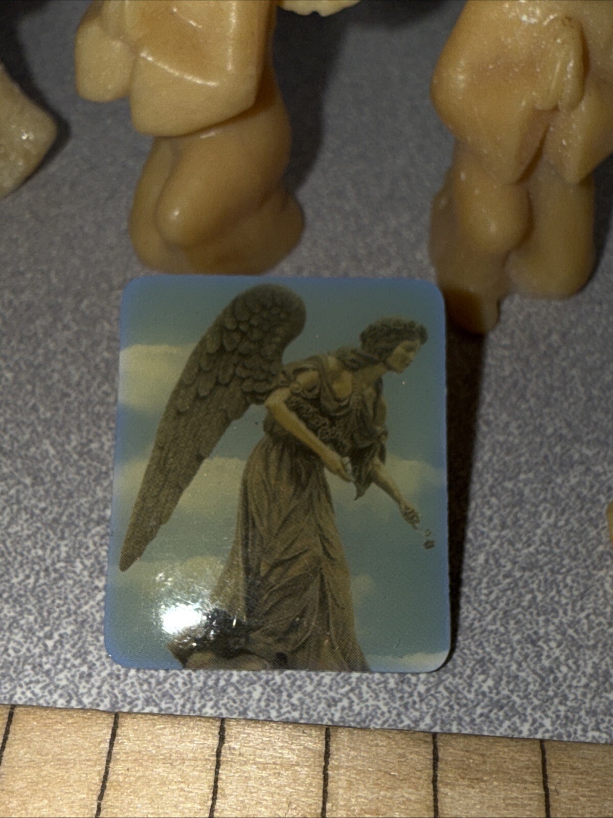 Vintage Lot of 9 Terracotta Plastic Resin & Wood ANGEL Figures & pin