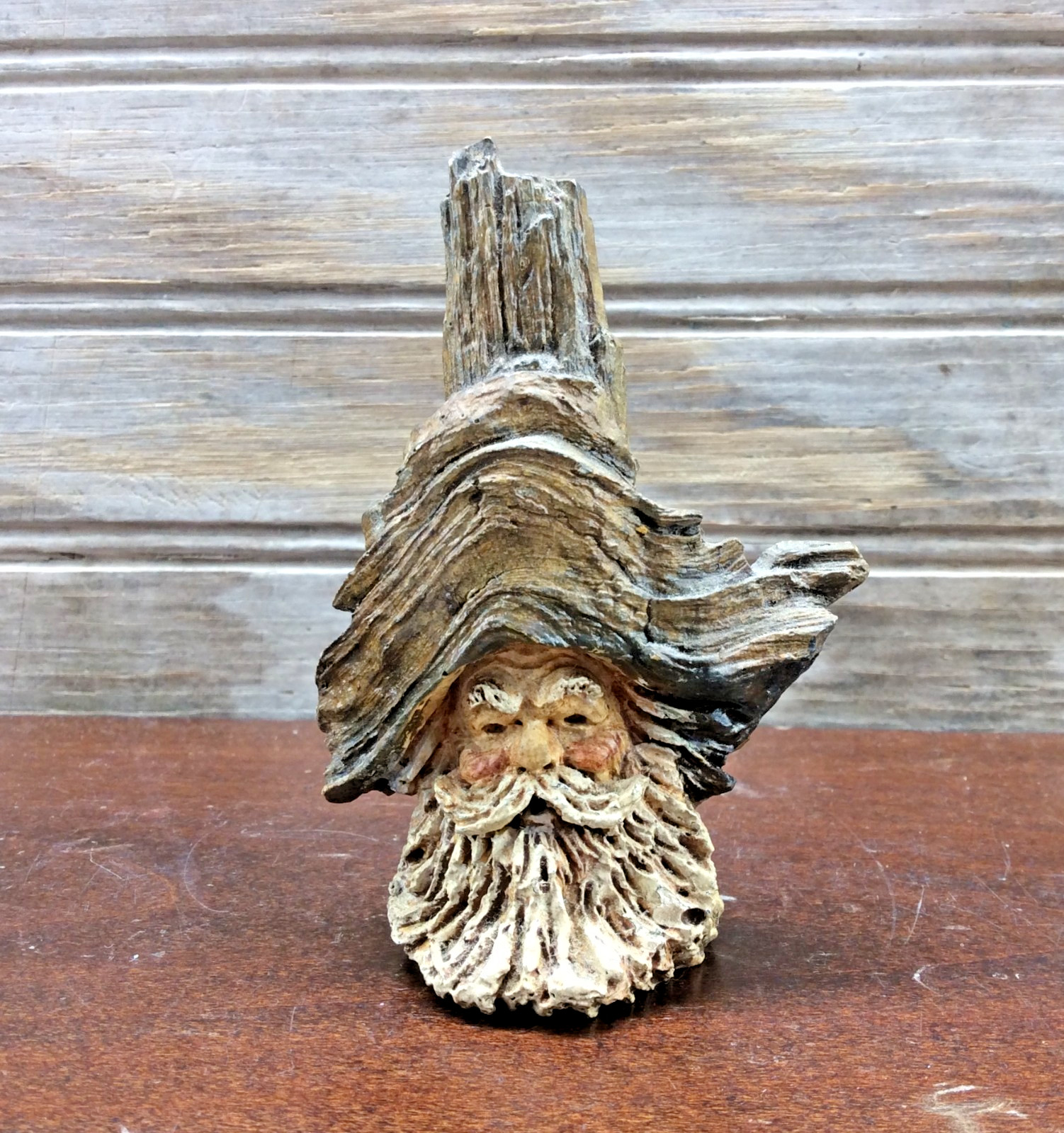 Design Gifts Driftwood Carving Look Old Man With Beard Figurine 1974 Vintage
