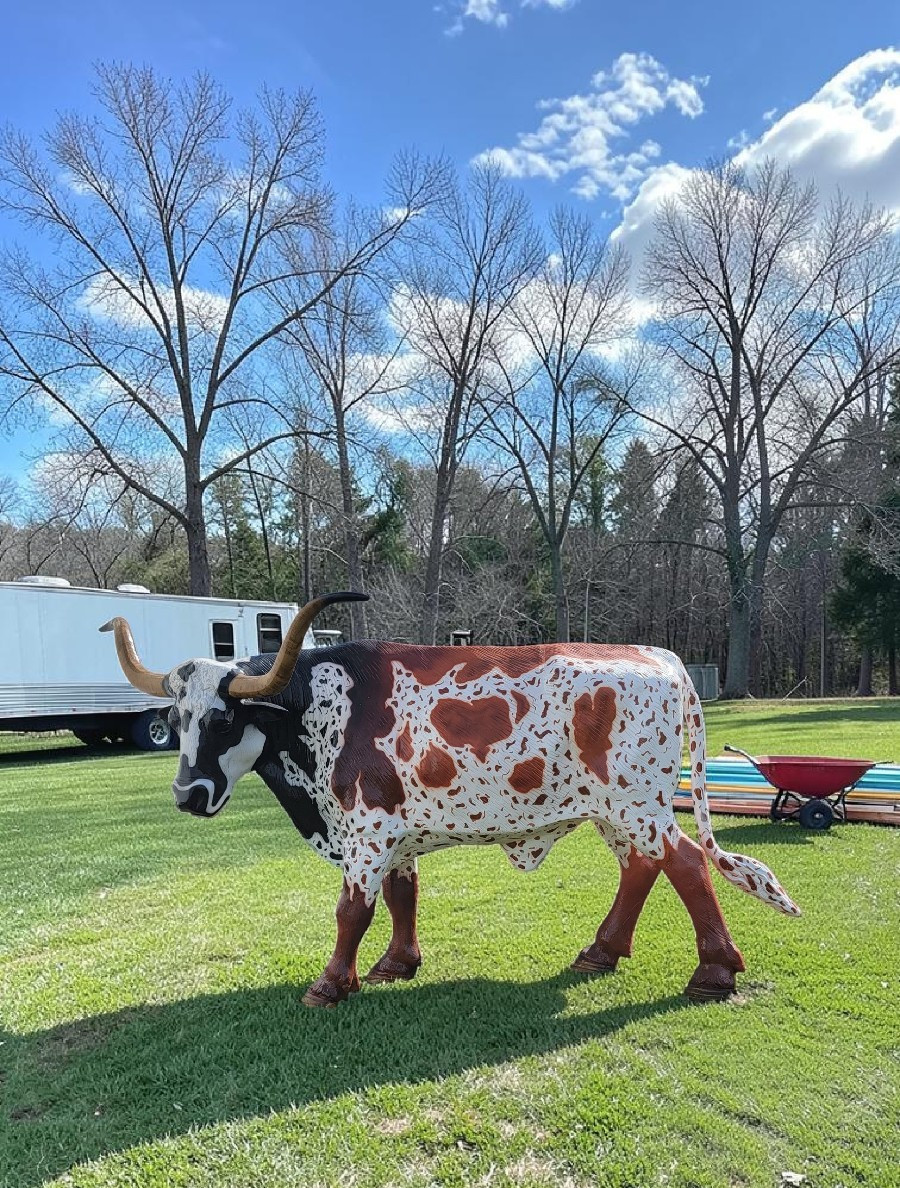 Amazing Life Size 109″ Long Cast Aluminum Longhorn with custom paint 285 Lbs.