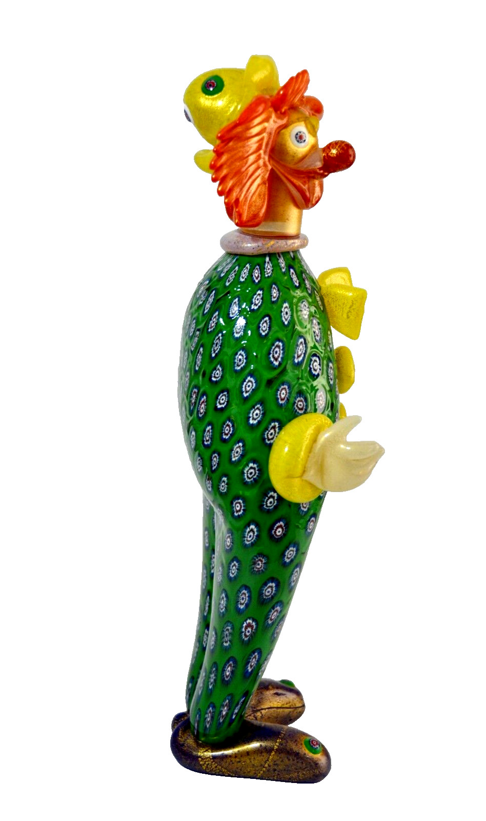 Rare Murano Rossetto Millefiori Art Glass Sculpture Clown With COA Signed 18 in