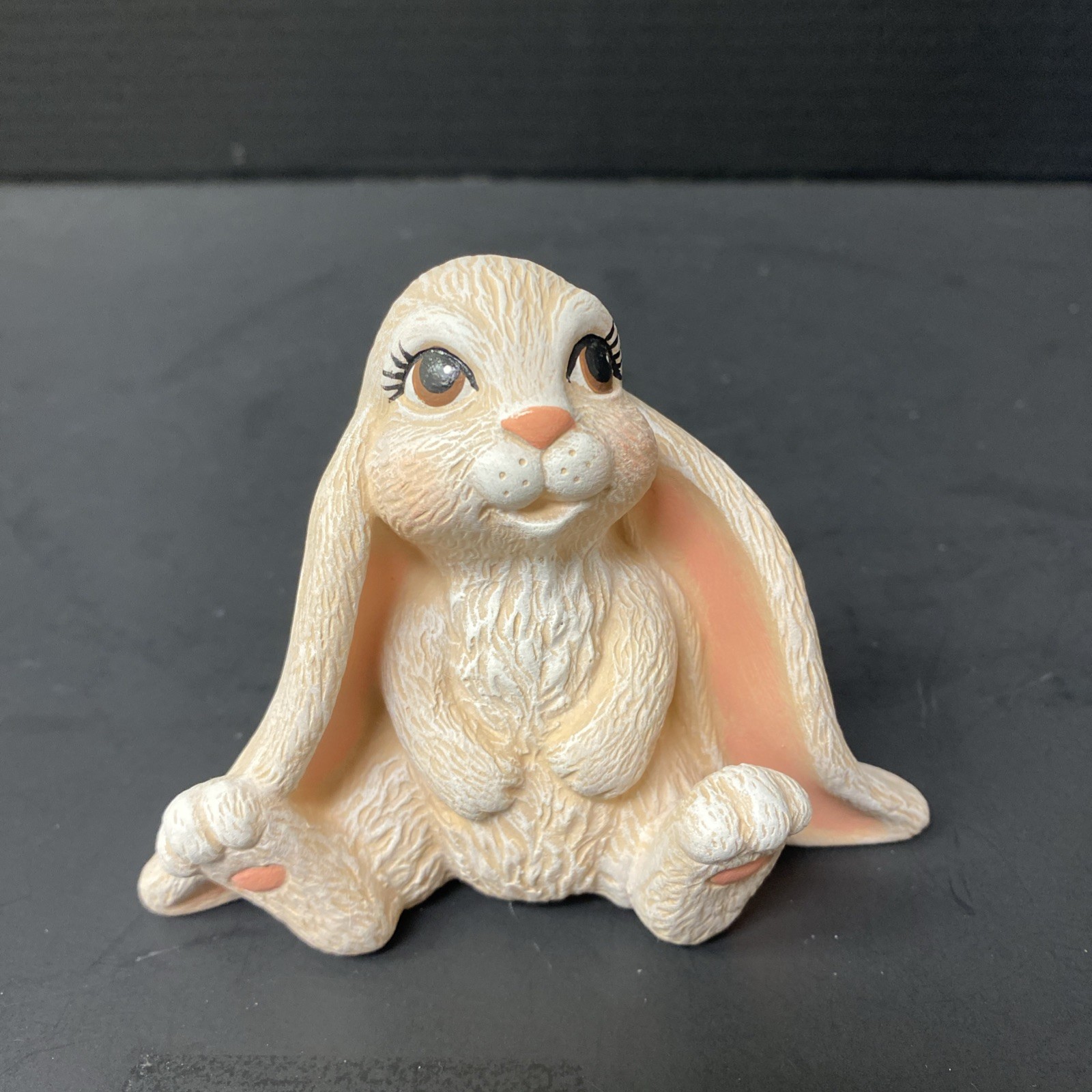 Ceramic Flop Eared Bunny Sitting 3.5″ Figurine Scioto Hand Painted