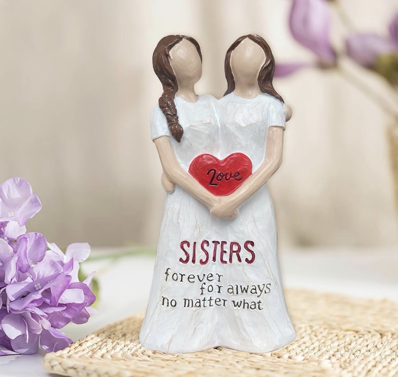 Sisters Forever Figurine Friendship Gift Statue Resin Home Decor 6”