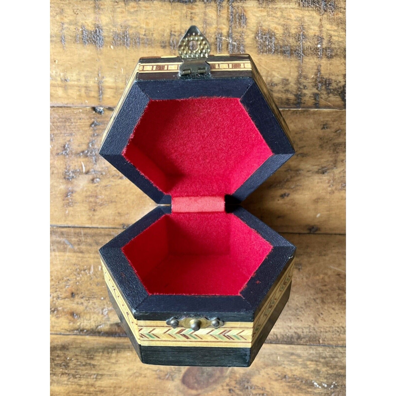 Jewelry Box Hand Made Mini Wood Red Velvet Granada,Spain.