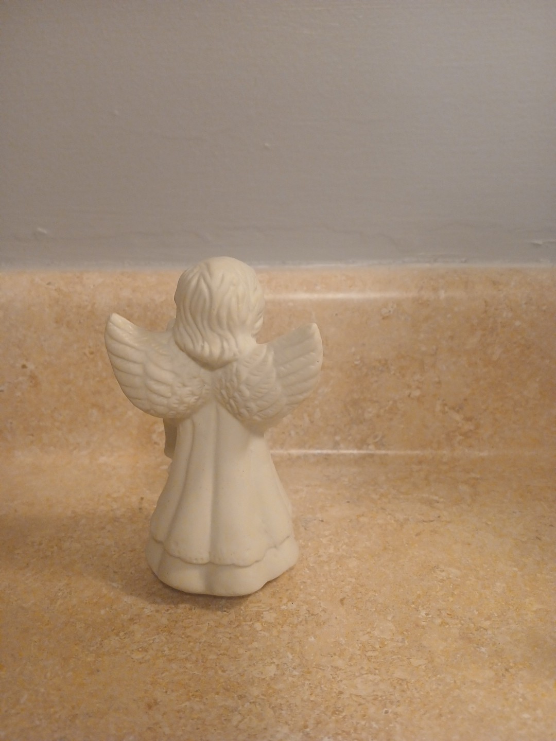 Off White Ceramic Violin Playing Angel