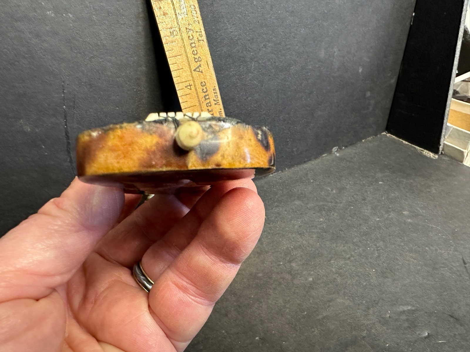 Antique “Faux” Tortoise Shell Mother Of Pearl Inlay Miniature Guitar, MOP