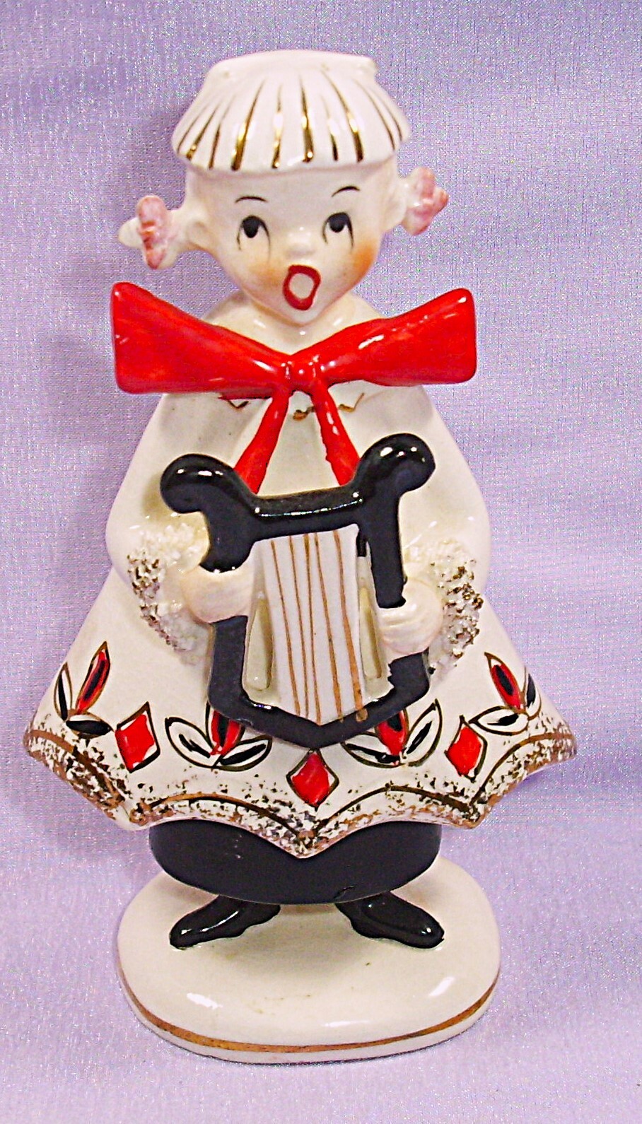 RARE! ☆ UCAGCO ☆ Christmas Choir Girl Holding Harp Figurine ☆ JAPAN ☆ L@@K!